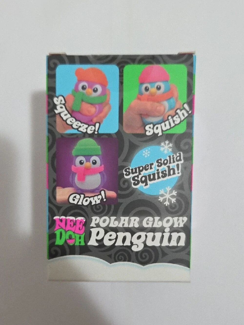 Needoh Polar Glow Penguin-Blue W/Pink Hat, Orange Scarf-Authentic